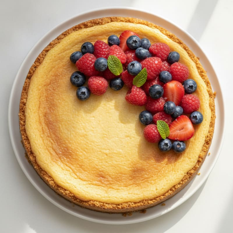 Greek Yogurt Protein Cheesecake with Mixed Berries