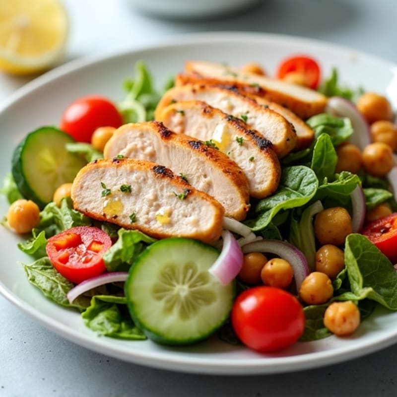 Grilled Turkey Breast Salad with Chickpeas and Crunchy Vegetables