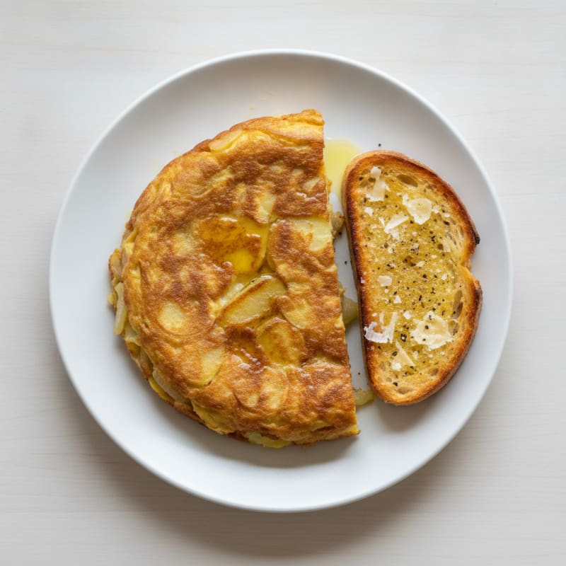 Spanish Tortilla with Garlic Toast