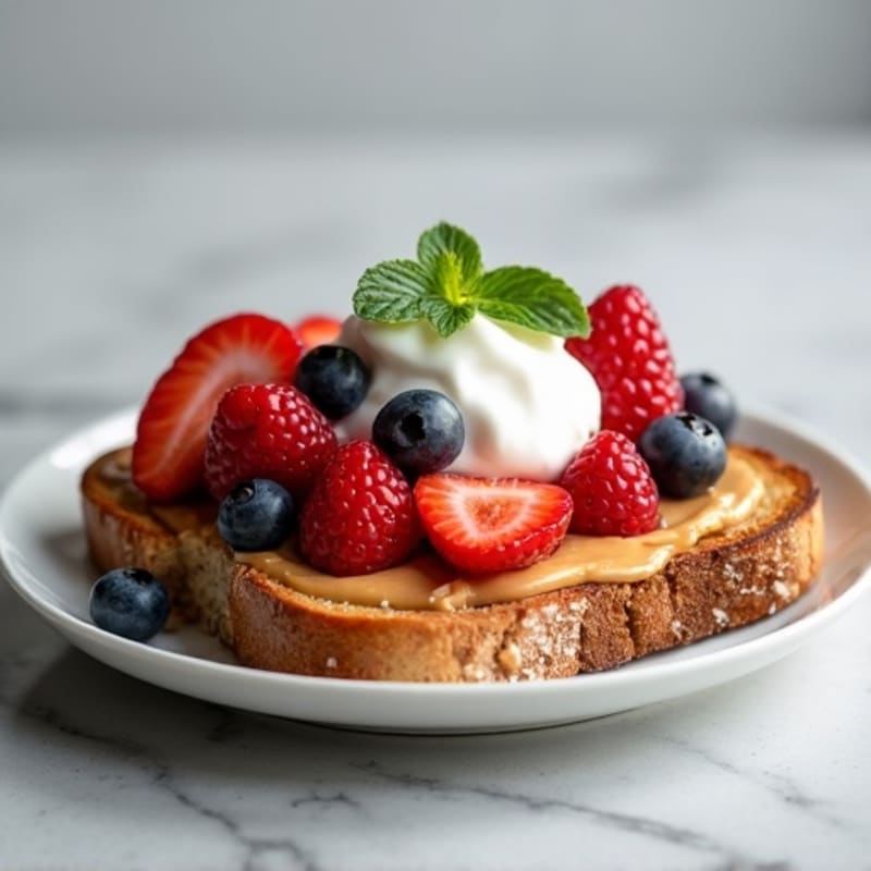 Creamy Peanut Butter and Fresh Berry Whole Grain Toast