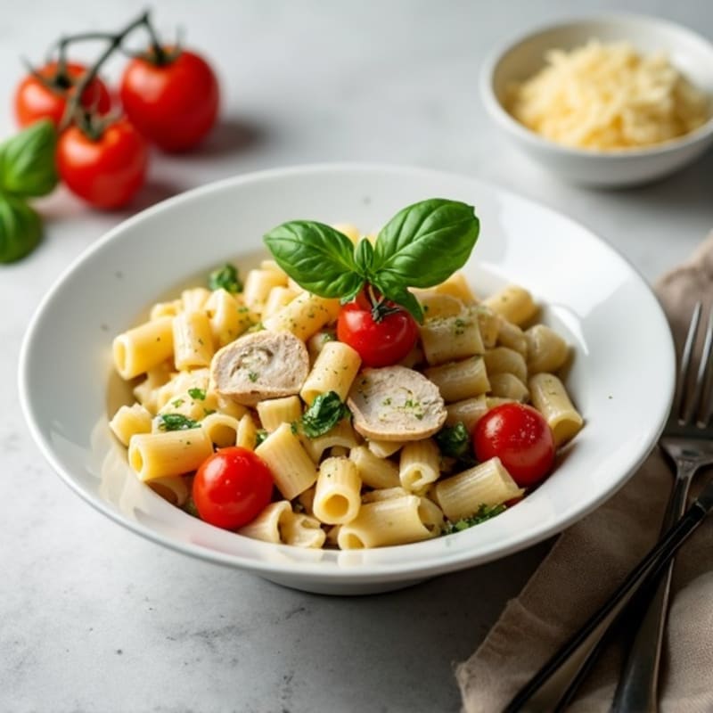 Creamy Pesto Chicken Pasta with Fresh Basil