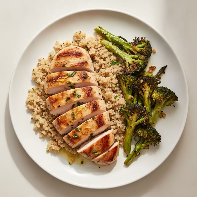 Grilled Turkey Breast with Quinoa and Roasted Broccoli