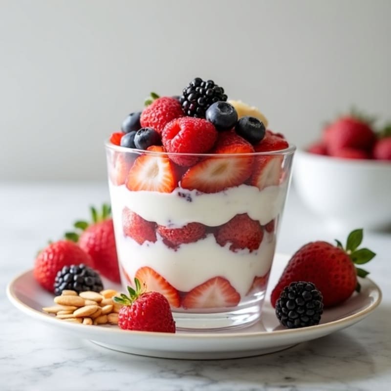 Creamy Greek Yogurt Parfait with Berries and Almonds