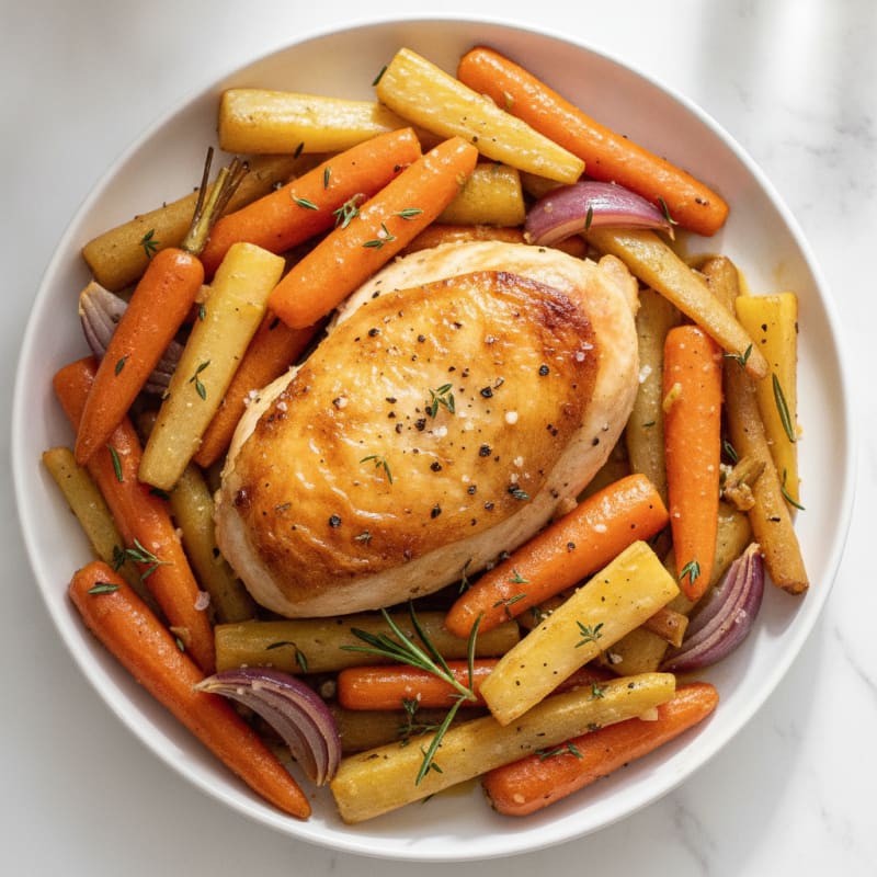 Garlic Herb Roasted Chicken with Root Vegetables
