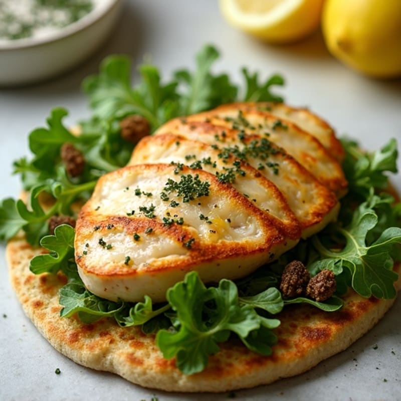 Whole Grain Flatbread with Herb-Roasted Chicken and Fresh Greens