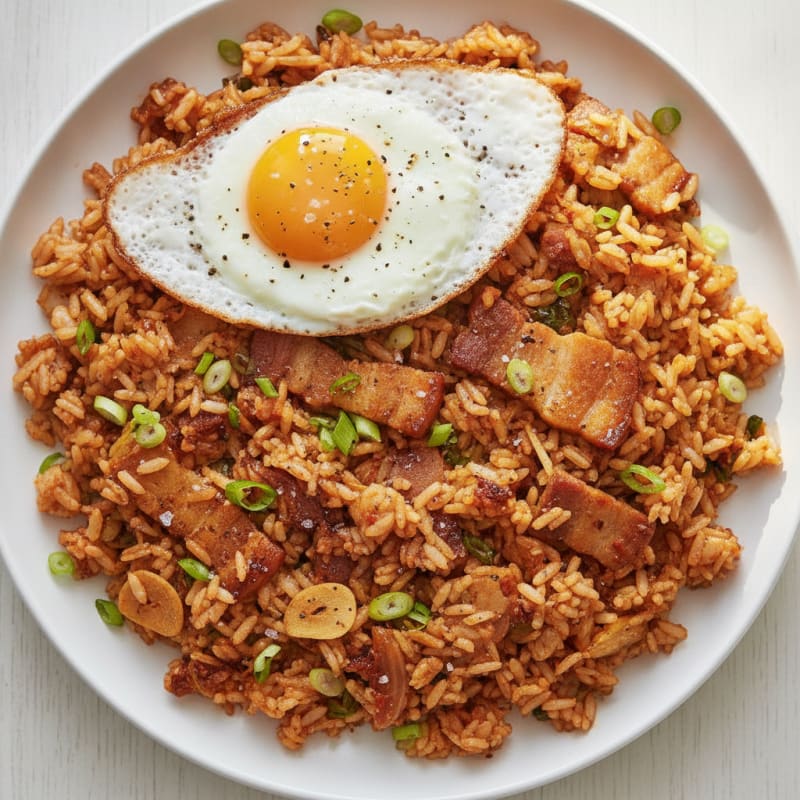 Kimchi Fried Rice with Pork Belly