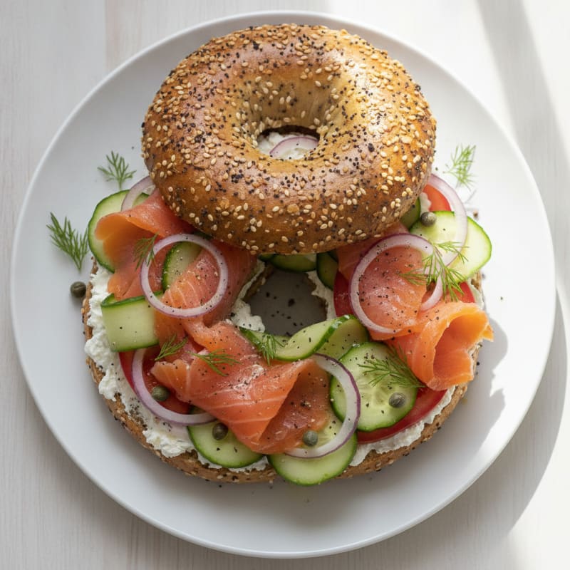 Smoked Salmon Everything Bagel with Cream Cheese