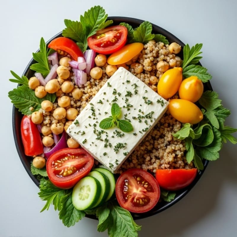 Fresh Mediterranean Chopped Salad with Herb-Marinated Feta