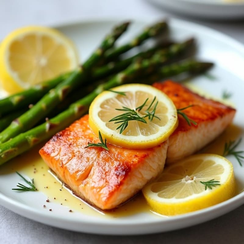 Lemon-Dill Pan-Seared Salmon with Roasted Asparagus