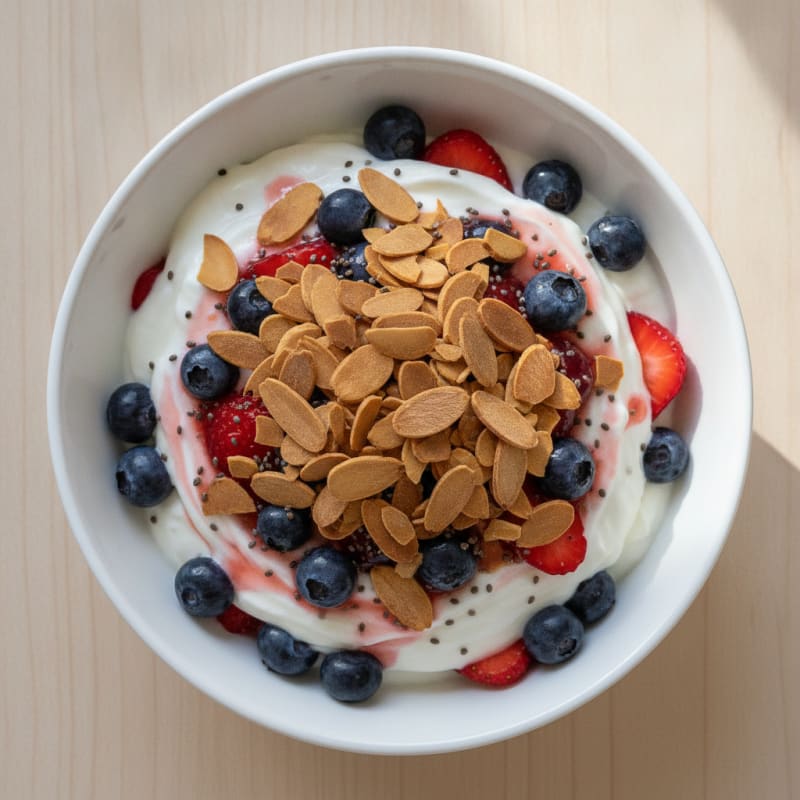 Greek Yogurt Protein Parfait with Almonds and Berries
