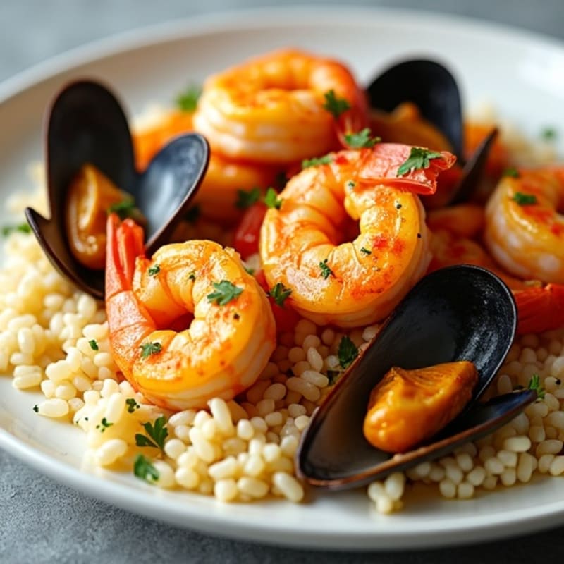 Saffron-Spiced Shrimp and Seafood Rice Skillet