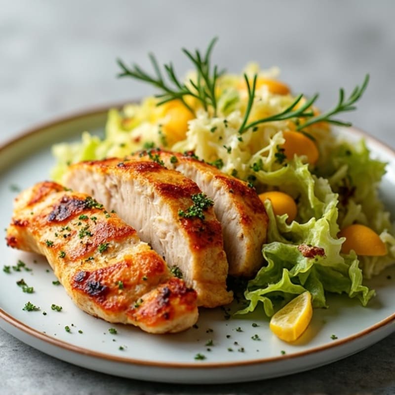 Crispy Roasted Cabbage Steaks with Lemon-Herb Chicken