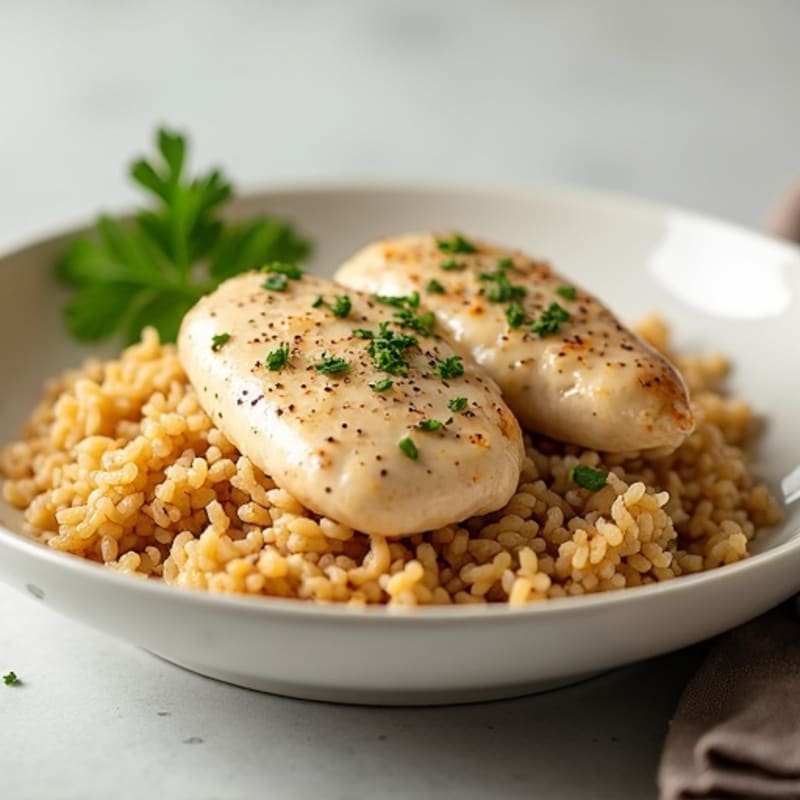 Creamy Garlic Chicken with Brown Rice