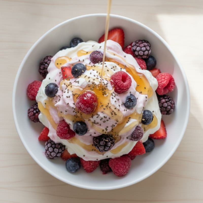 Greek Yogurt Protein Ice Cream with Mixed Berries