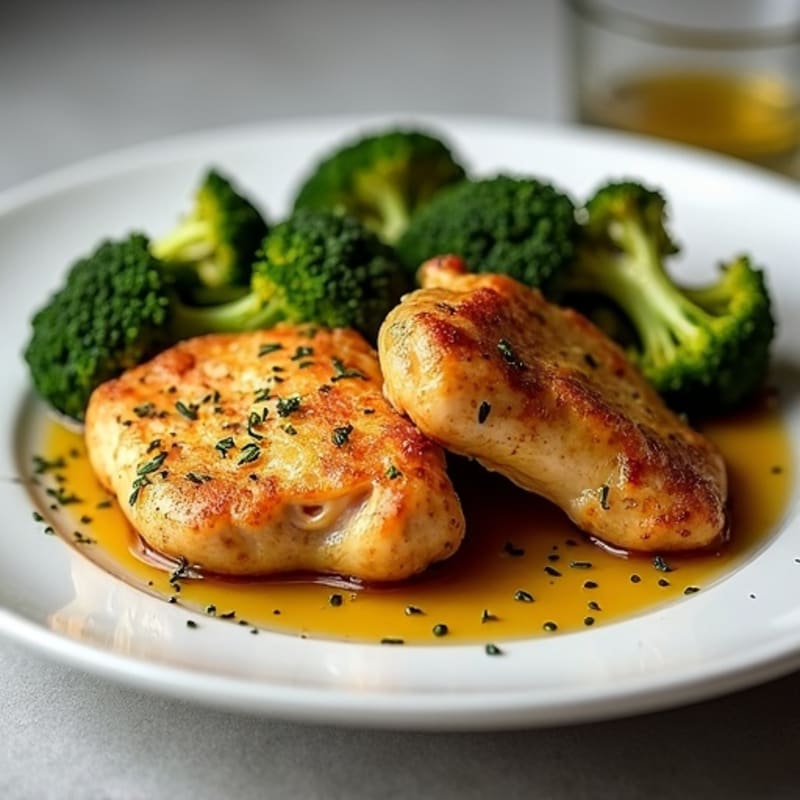 Crispy Lemon Herb Roasted Chicken Thighs with Roasted Broccoli