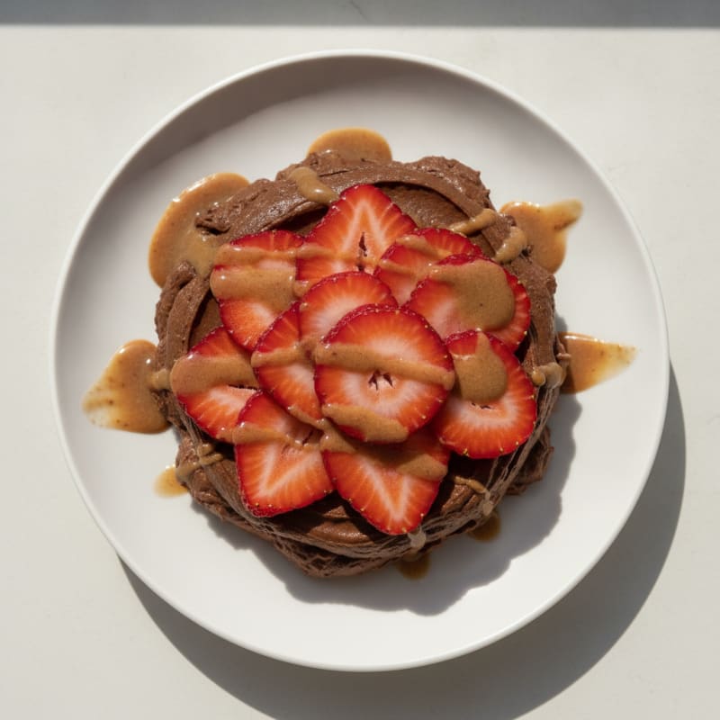Silky Chocolate Protein Pudding with Sliced Strawberries