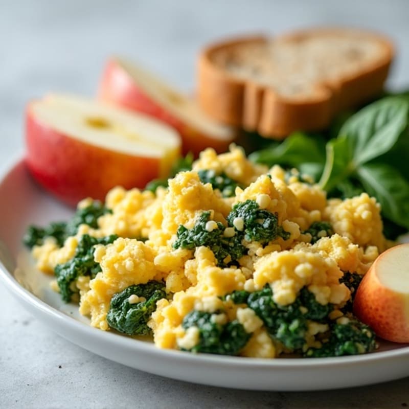 Egg White Spinach Scramble with Grilled Turkey Breast