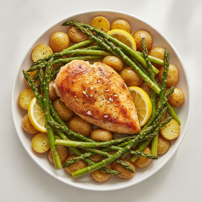 Lemon-Herb Roasted Chicken with Asparagus