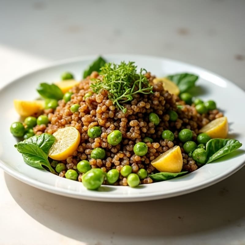 Crispy Lentil and Edamame Salad with Lemon Tahini Dressing