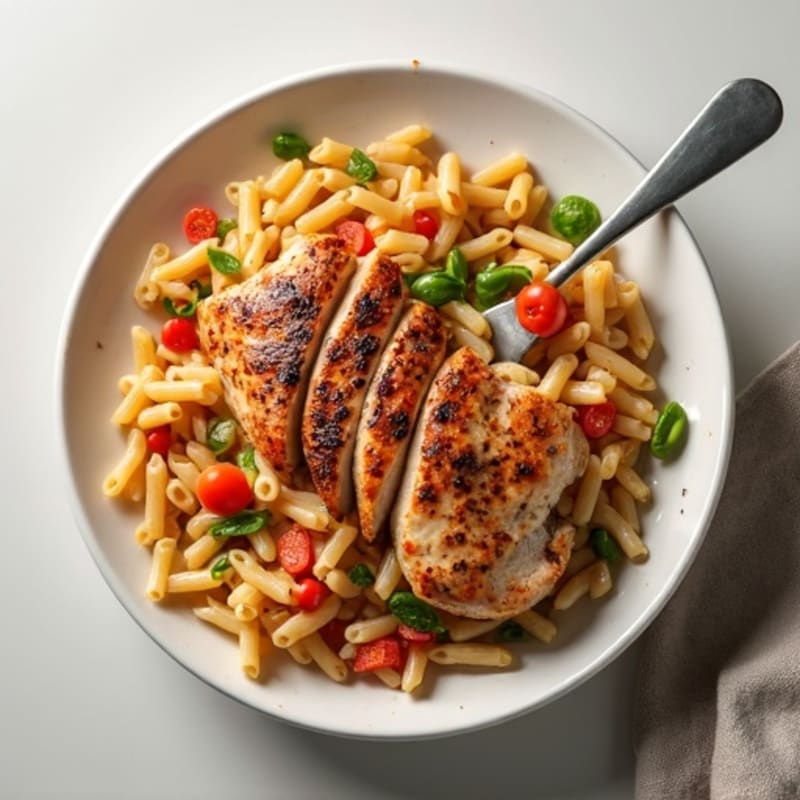 Spicy Paprika Herb Chicken with Creamy Whole Wheat Veggie Pasta