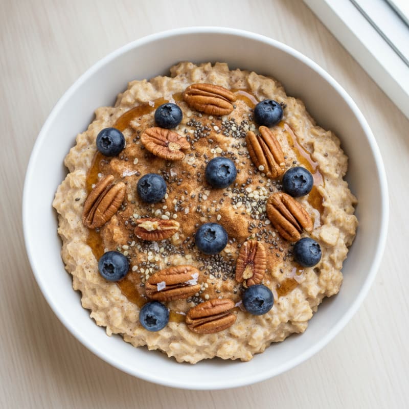 Maple Pecan Oatmeal with Berries