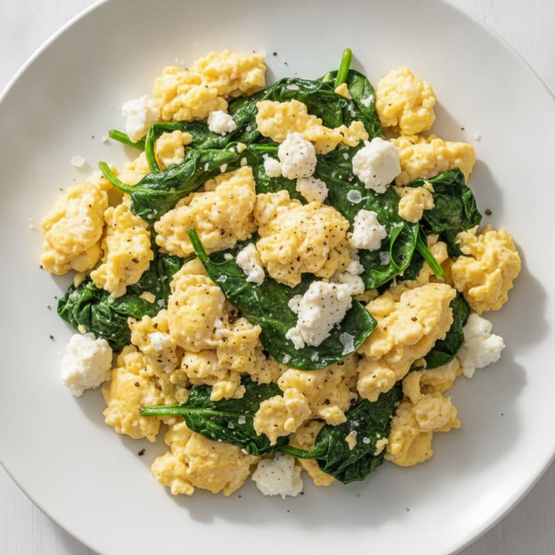 Scrambled Eggs with Spinach and Feta