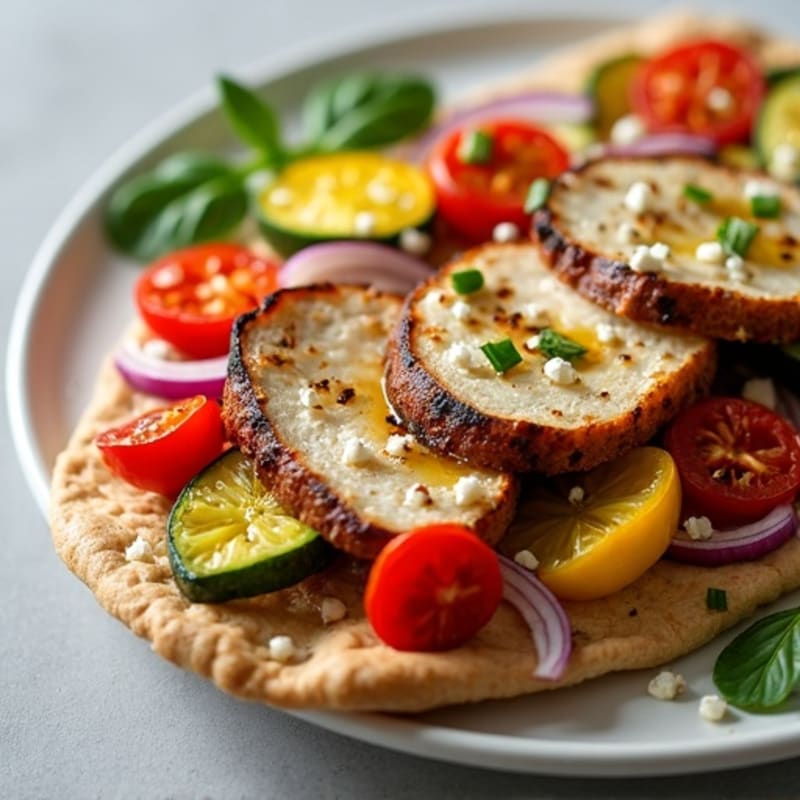 Roasted Vegetable Flatbread with Grilled Chicken