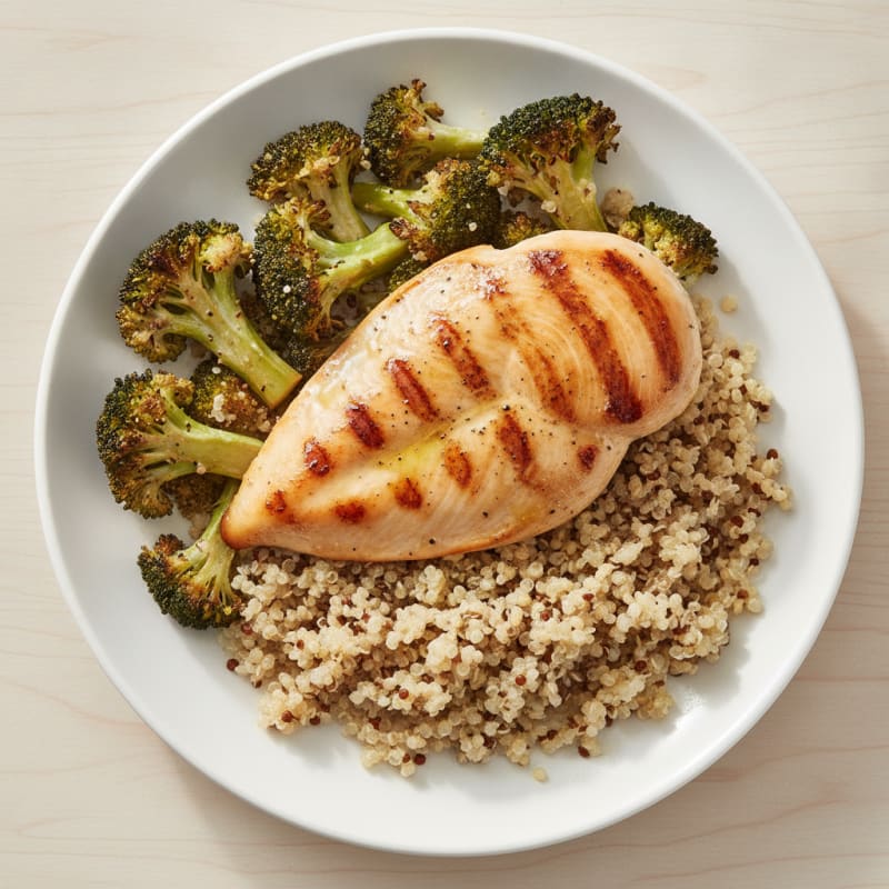 Grilled Chicken Breast with Roasted Broccoli and Quinoa