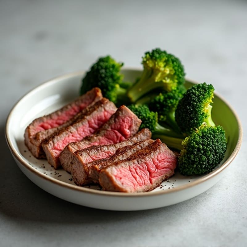 Seared Lean Beef Strips with Roasted Broccoli