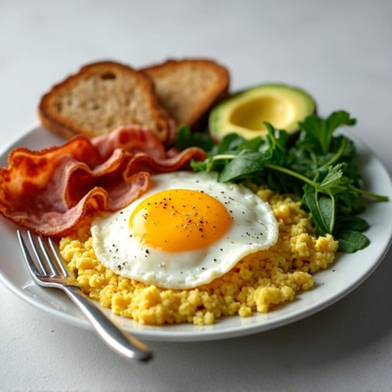 Egg White Scramble with Spinach and Turkey Bacon