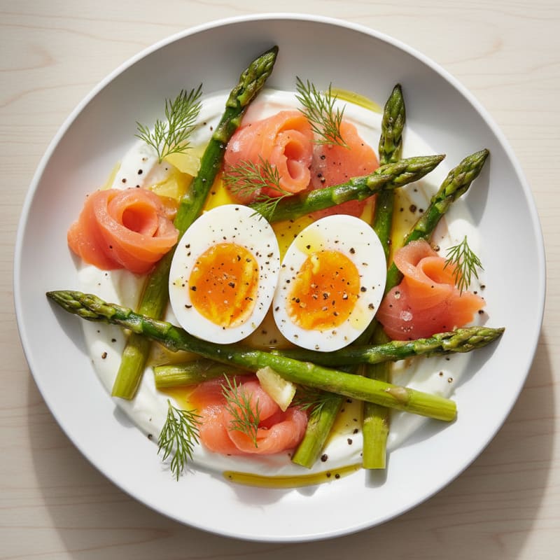 Boiled Eggs with Roasted Asparagus