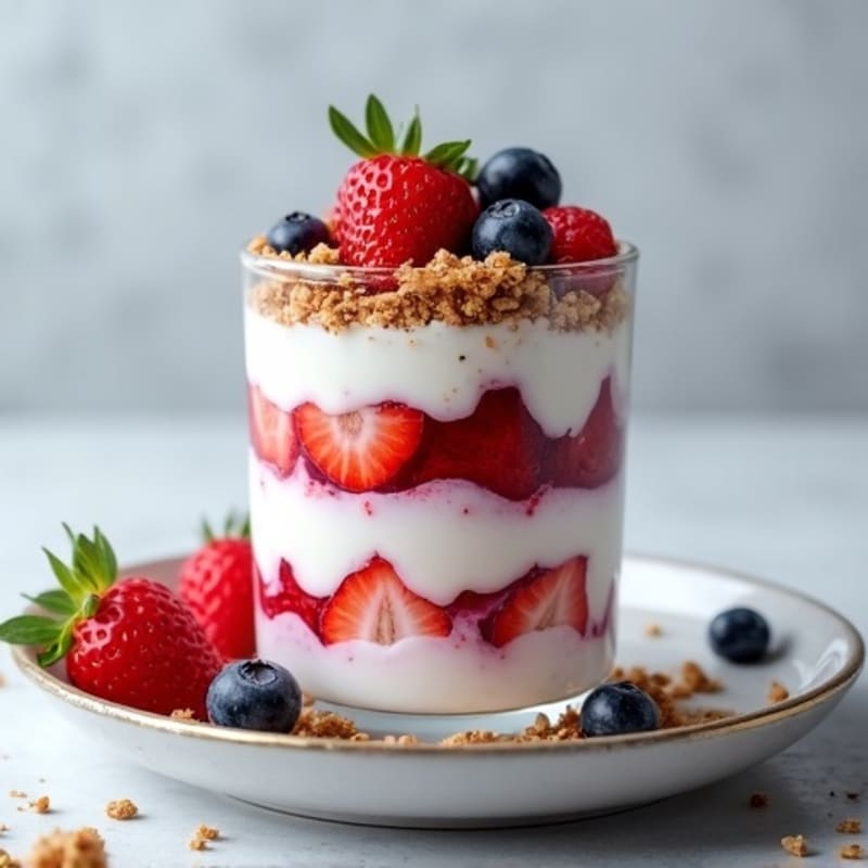 Greek Yogurt Protein Parfait with Mixed Berries and Almond Butter