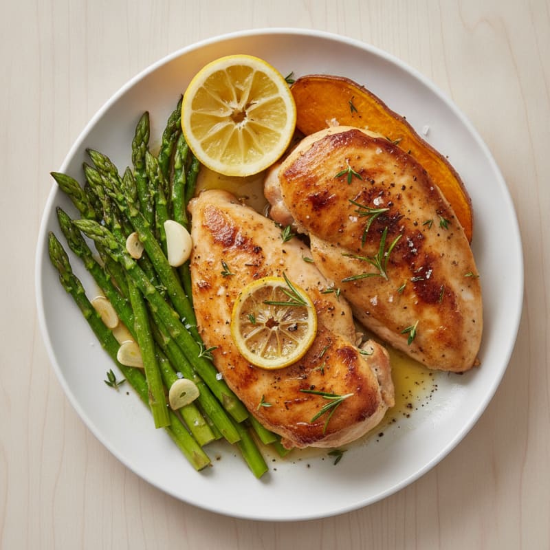 Lemon Herb Roasted Chicken with Asparagus