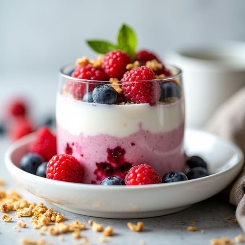 Greek Yogurt Protein Parfait with Mixed Berries