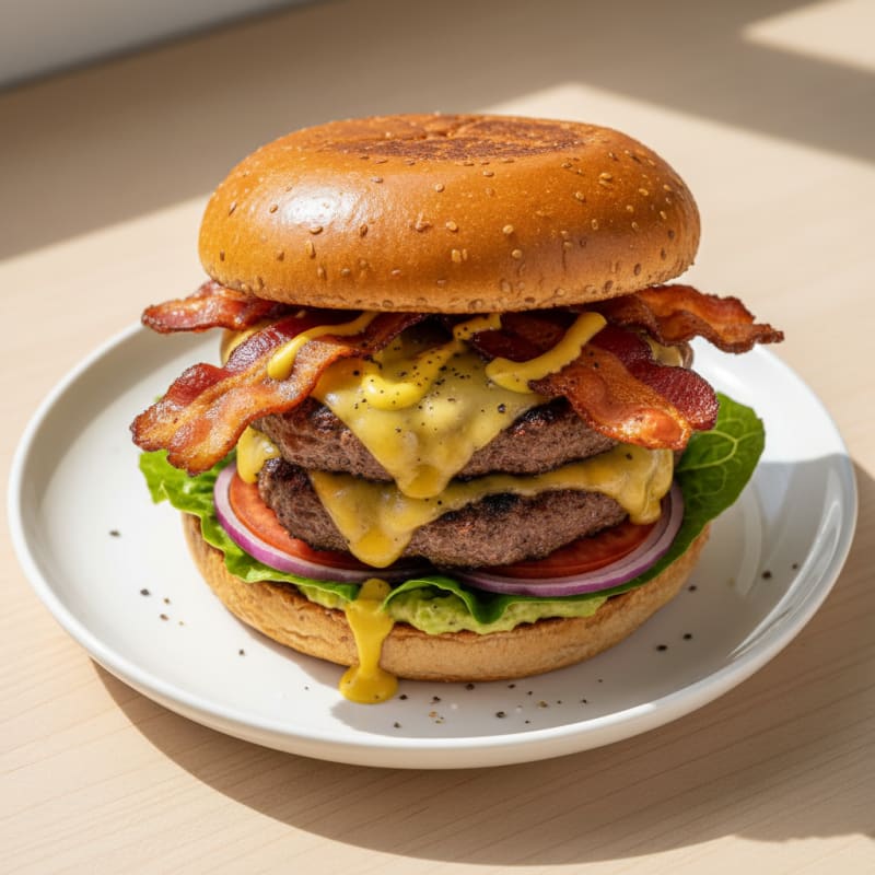 Crispy Double Bacon Cheeseburger Delight