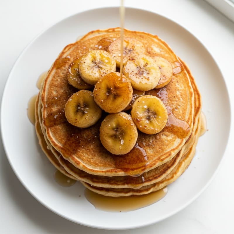 Golden Caramelized Banana Pancakes