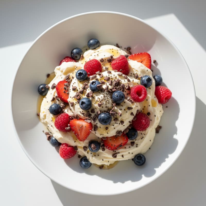 Silky Greek Yogurt Protein Mousse with Mixed Berries