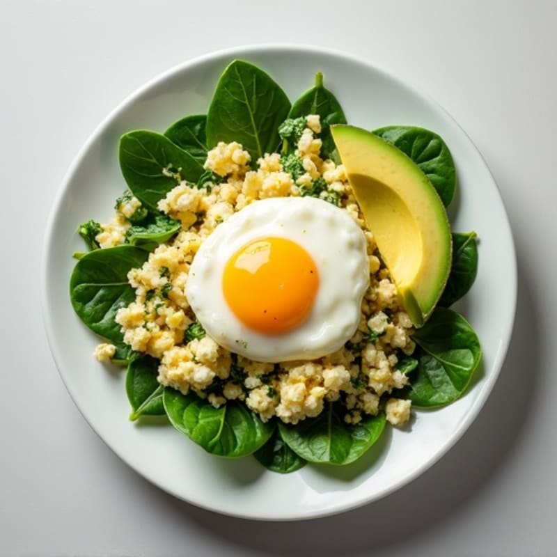 Egg White and Spinach Scramble with Cottage Cheese