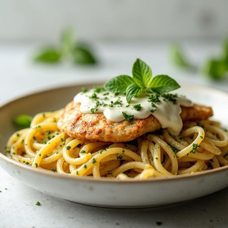 Chicken with Creamy Pesto Whole Wheat Pasta