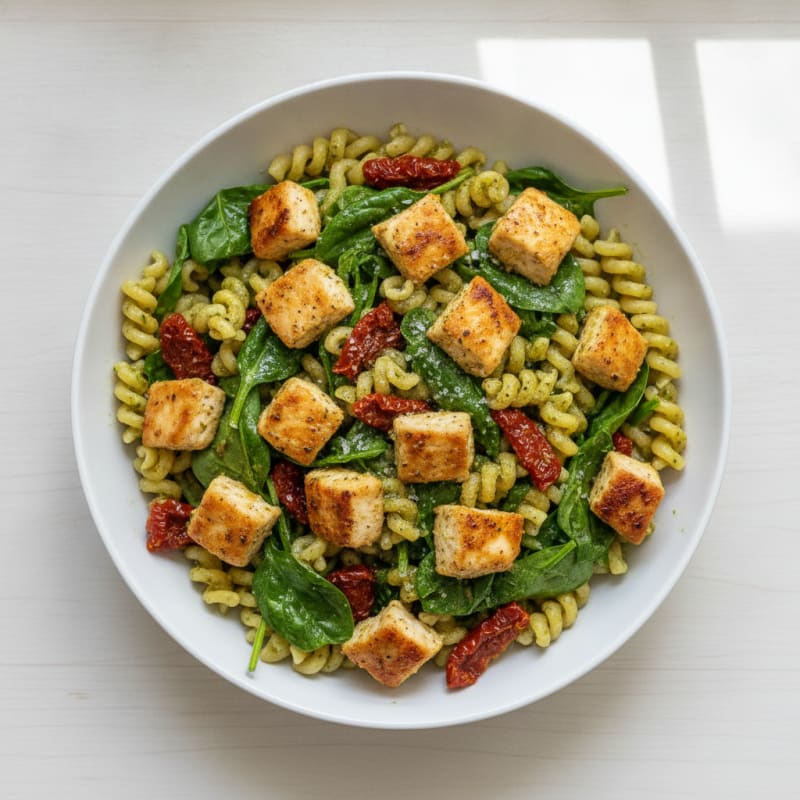 Pesto Chicken Pasta with Sun-Dried Tomatoes