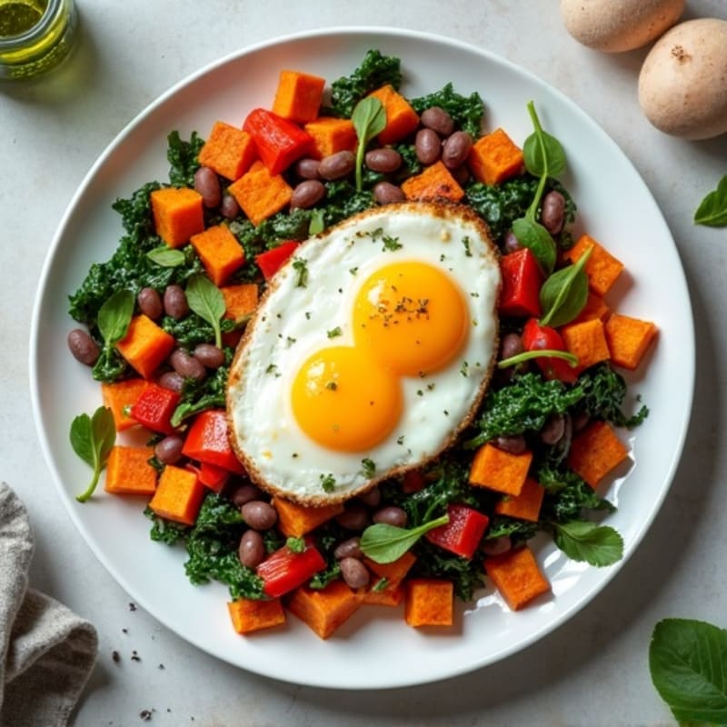 Crispy Roasted Sweet Potato and Egg Hash