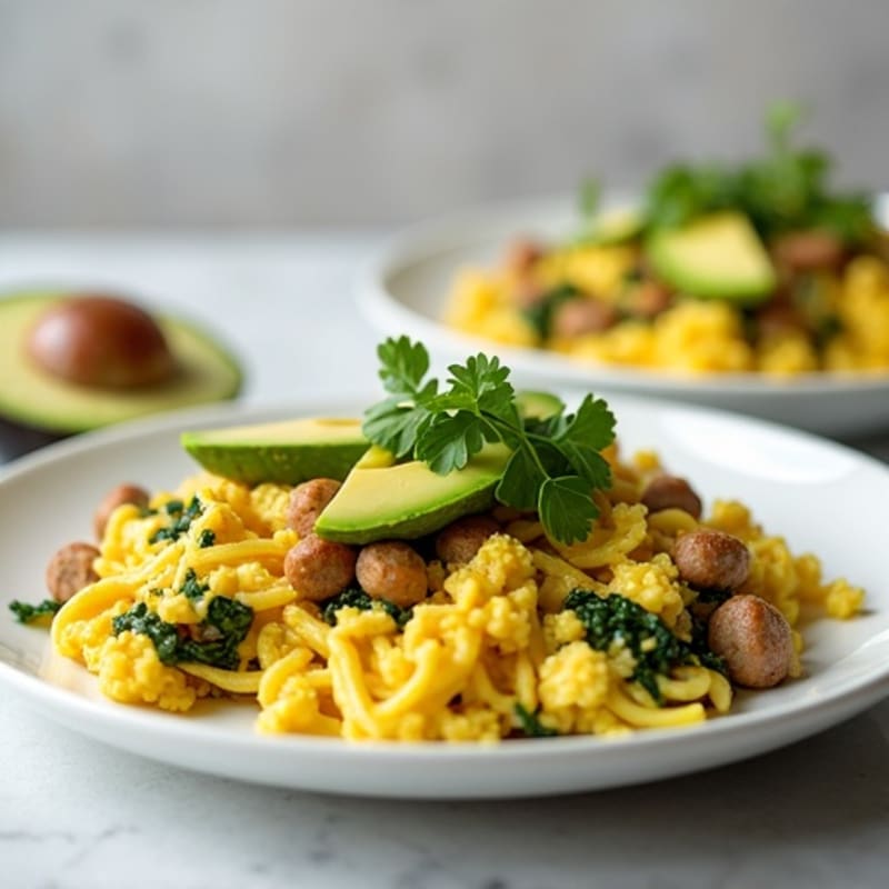 Scrambled Egg Whites with Turkey Sausage and Spinach