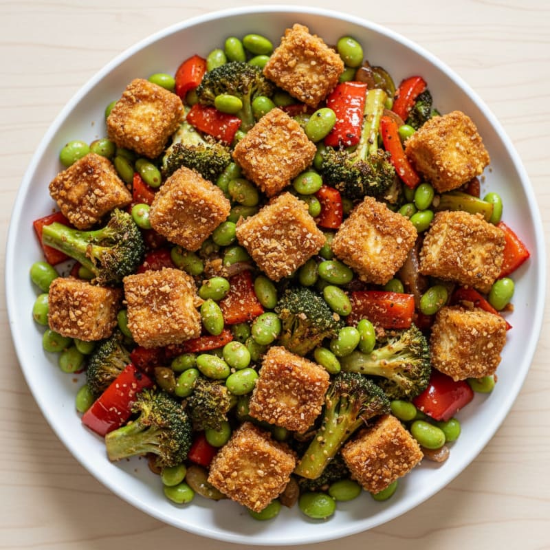Pan-Seared Tofu with Roasted Vegetables