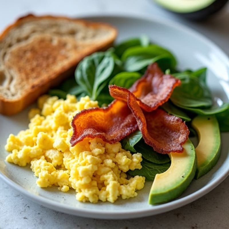 Scrambled Egg Whites with Spinach and Turkey Bacon
