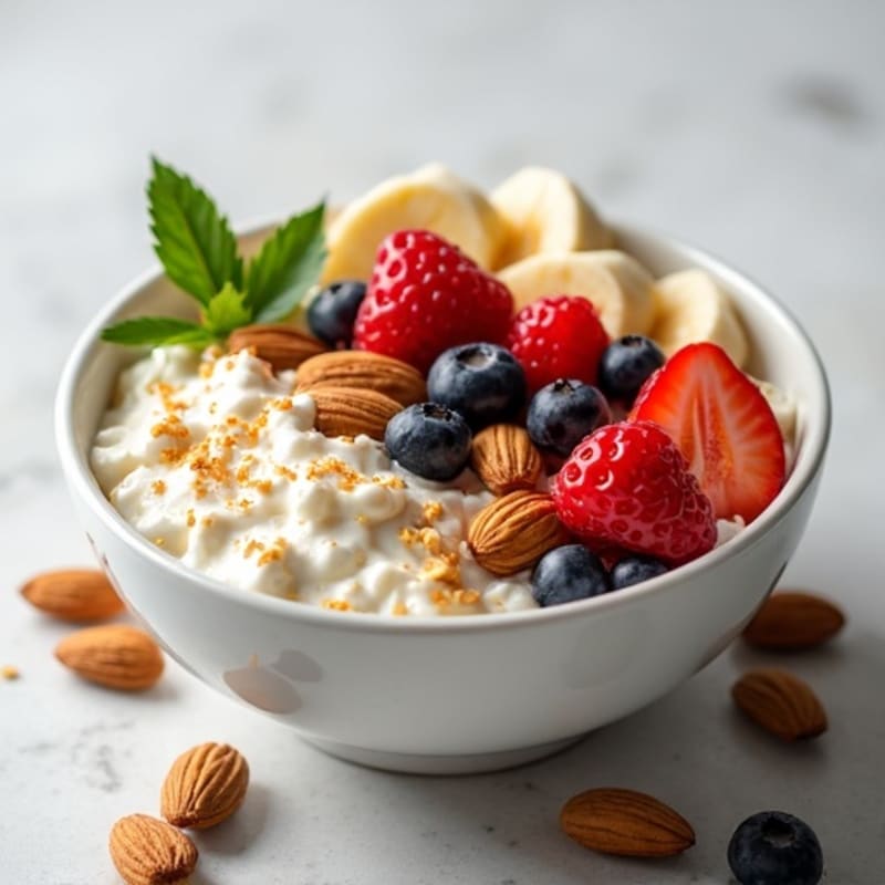 Cottage Cheese Berry Bowl with Almonds