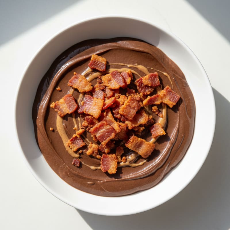 Protein Chocolate Pudding with Crumbled Bacon