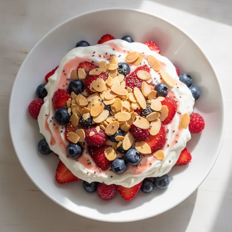 Greek Yogurt Protein Parfait with Berries and Almonds