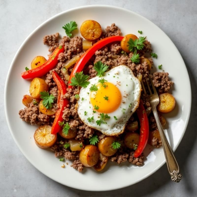 Herb-Seasoned Ground Beef and Roasted Potato Hash