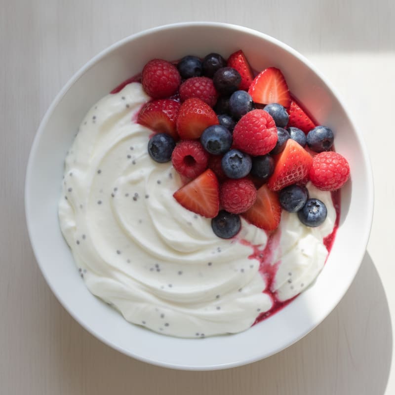 Silky Greek Yogurt Protein Pudding with Berries