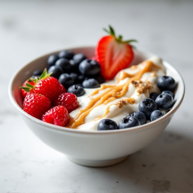 Greek Yogurt Protein Bowl with Mixed Berries and Almond Butter